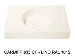 Plan vasque lavabo circulaire ⦰ 35 cm sur mesure Largeur 50 à 201 x P 40 à 51 cm Finition lisse 10 couleurs au choix, Anti bactérien Résine Akrytan® dans la masse Livraison Offerte.
